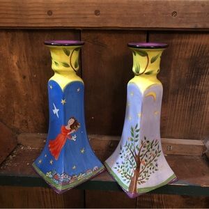 NWT Ceramic Woman of Valor Candle Holder Set/2 Candlesticks By Jessica Sporn
